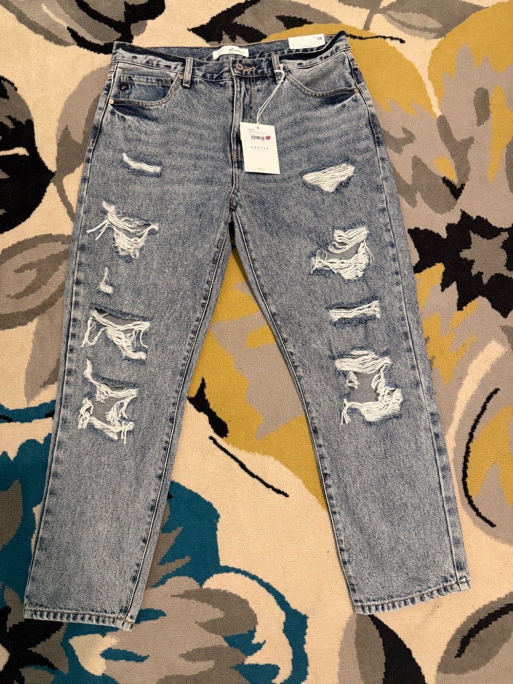 NWT KanCan Be Blessed High Rise Distressed Mom Jeans, Size 11/29